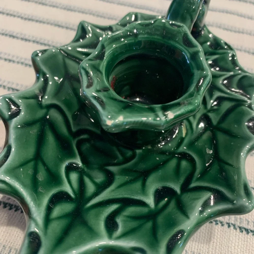 Vintage Lefton Holly Berry Candle Holder